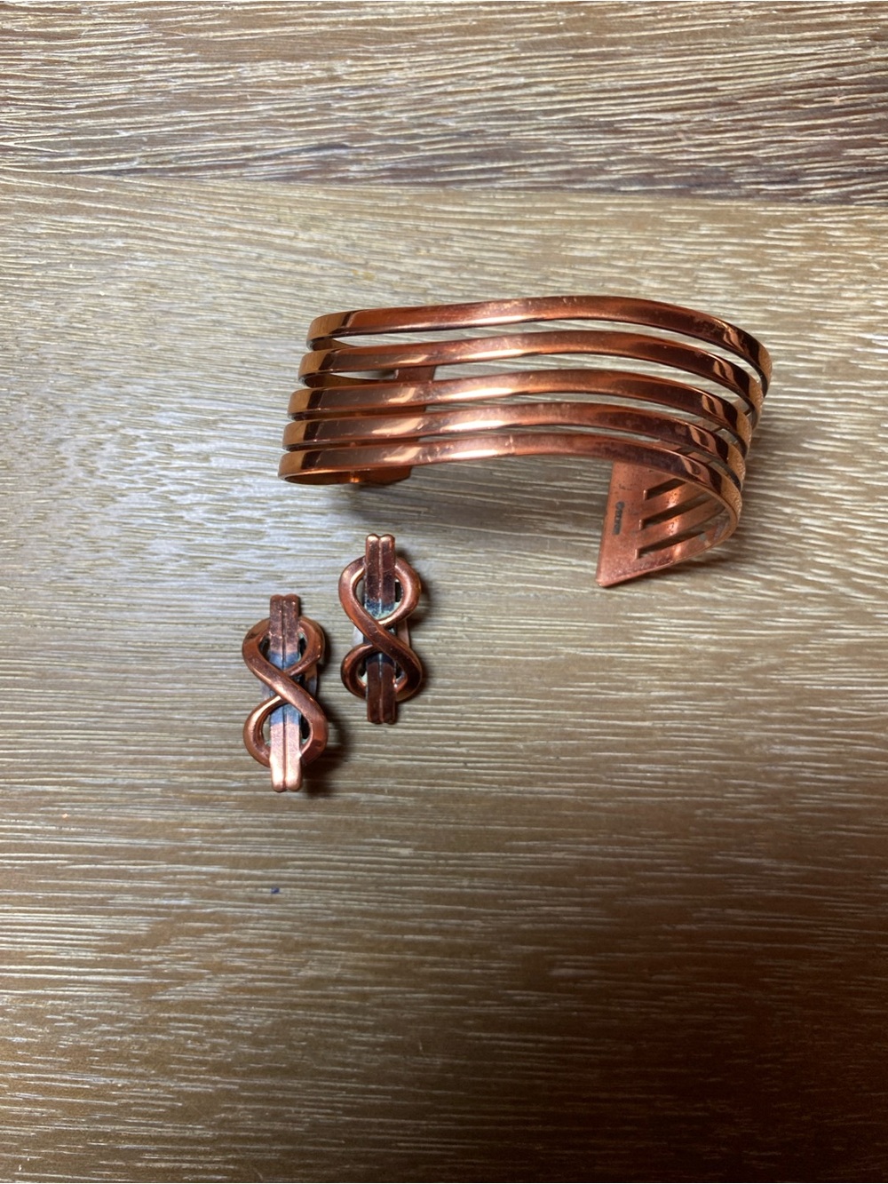 Vintage Renoir copper bracelet and earring set